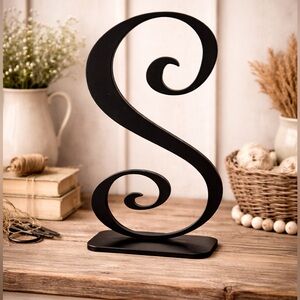 Metal Letter‎ S Swirl Black Sculpture Decor